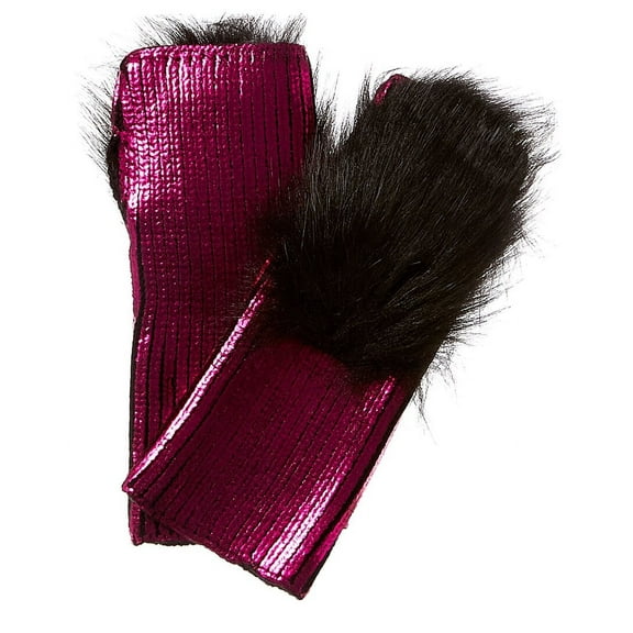 Adrienne Landau Metallic Gloves, Pink