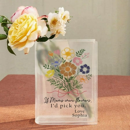 

If Moms Were Flowers Book Vase Personalized Mom Book Vase Floral Acrylic Book Decor Custom Gift from Kids to Mom Wildflower Book Art