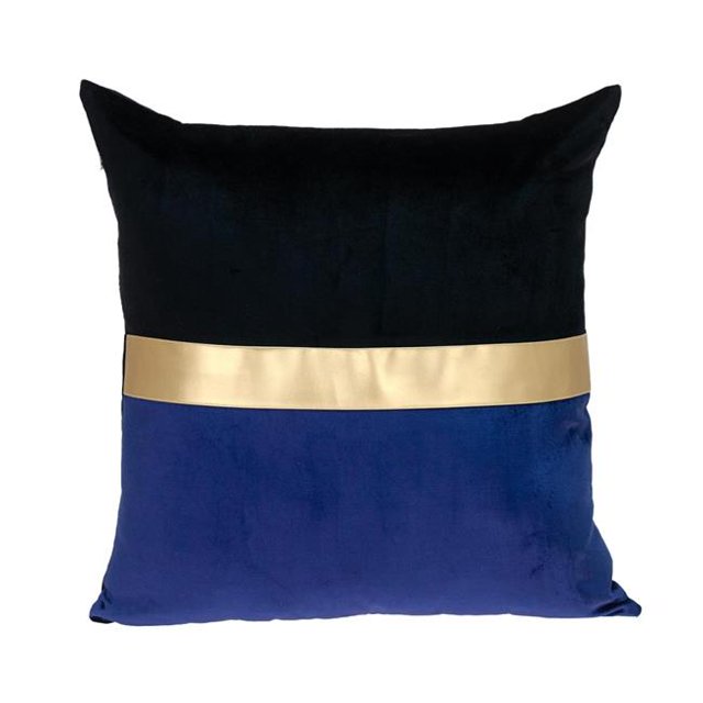 HomeRoots 402660 Black, Gold & Blue Tufted Velvet Square Pillow, Multi Color