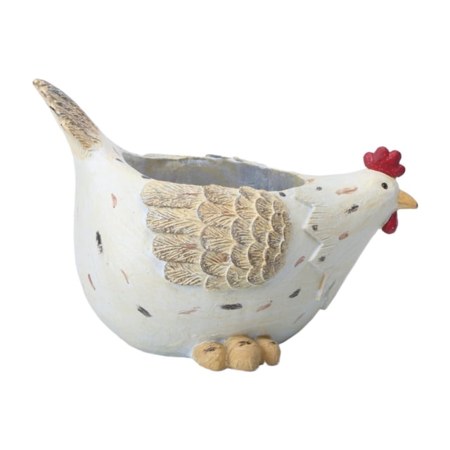 Estatua de gallina, maceta en miniatura, adorno para el hogar, maceta de gallina, contenedor para plantas, para balcón, alféizar de ventana, jardín