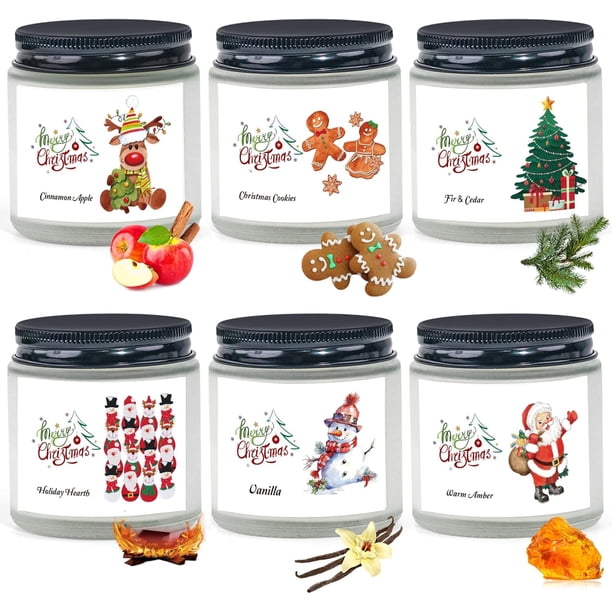 Velas navideñas, velas perfumadas para el hogar, paquete de 6 velas de soja, velas en frasco de 21 oz, regalos navideños perfectos para mujeres, compañeras de trabajo, novias y amigas