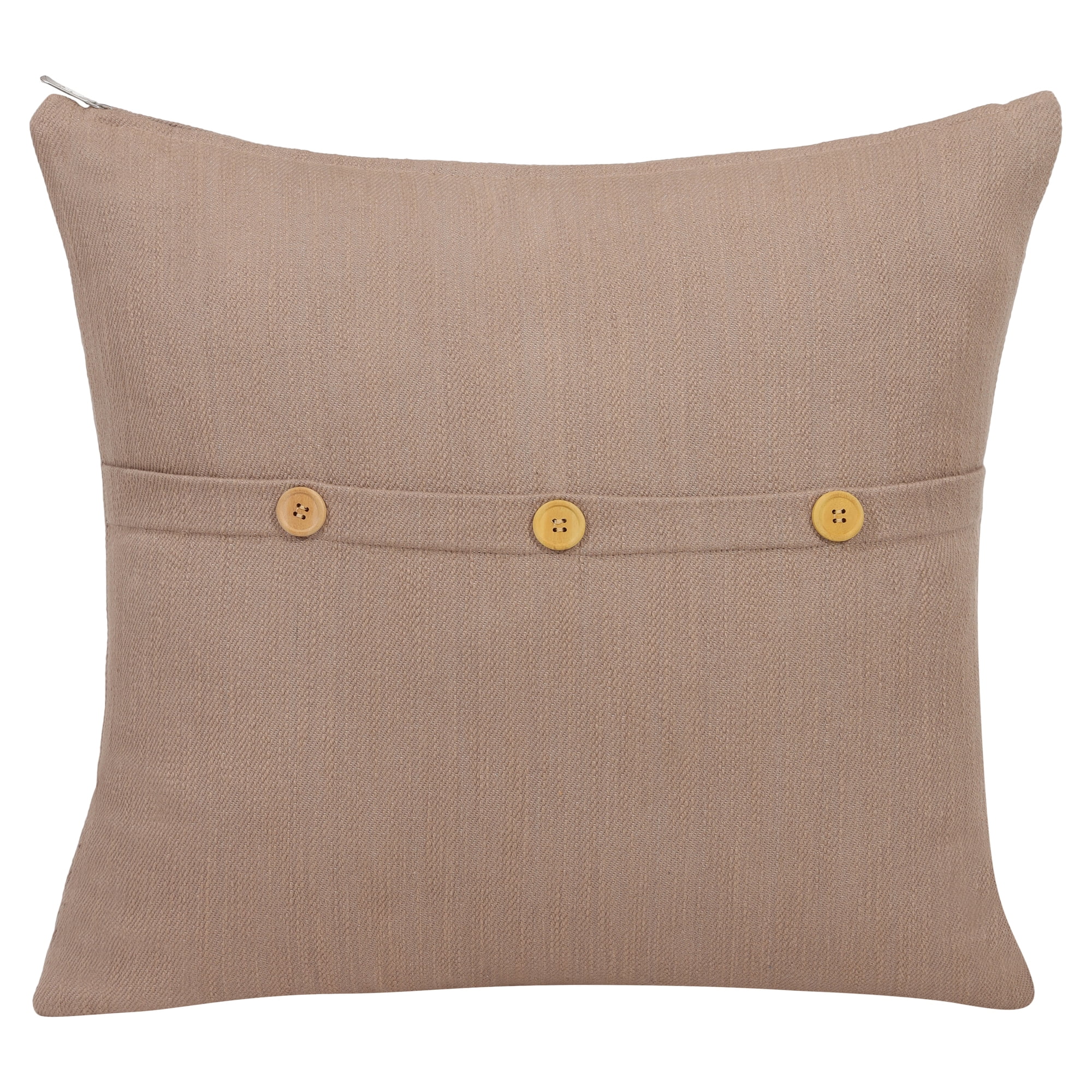 Ox Bay Amias Solid Transitional Cotton Hand Woven Throw Pillow, Brown, 24" x 24"