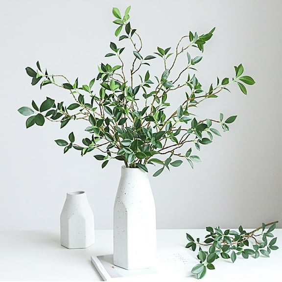 4 Pcs Faux Greenery Stems, 30" Artificial Branches for Vase Realistic Eucalyptus Branches Fake Plants Ficus Twig for Office Home Decorations