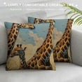 thumbnail image 3 of Creowell Decorative Throw Pillow Covers Double Sided Pillow Covers for Sofa Mother and Child Giraffe Couch Throw Pillow Cases Soft Plush Cushion Case Square Cushion Cover for Living Room White, 3 of 5