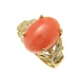 thumbnail image 2 of Genuine natural pink coral ring Hawaiian plumeria flower solid 14k yellow gold size 11, 2 of 5