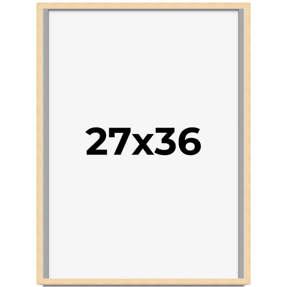 27x36 Frame Natural Wood Picture Frame | 0.75 Inch Moulding Width | with UV Acrylic Plexiglass,