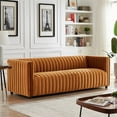 thumbnail image 3 of Sier Mid Century Modern Luxury Velvet Couch in Burnt Orange, 3 of 7
