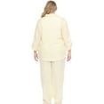 thumbnail image 3 of White Mark Women's Plus Size 2-Piece Oversize Long Sleeve Button Down Cotton Linen Gauze Lounge Beach Set, 3 of 7