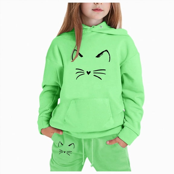 CAUYDY 1T 2T 3T 4T 5T 6T 7T Toddler Girls Fall Winter Autumn Clothing Kids Long Sleeved Shirt Elastic Waist Pants 2 Piece Pretty Set Children Outfits Sizes 6-7 Years,Green