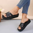 thumbnail image 2 of Women's Slippers Wedge Thick Sole Sandals Women Outdoor Open Toe Slip-on Solid Color Slides Women Footwear Beach Sandal Casual Wear Vacation Daily Shoes Black 8.5, 2 of 8