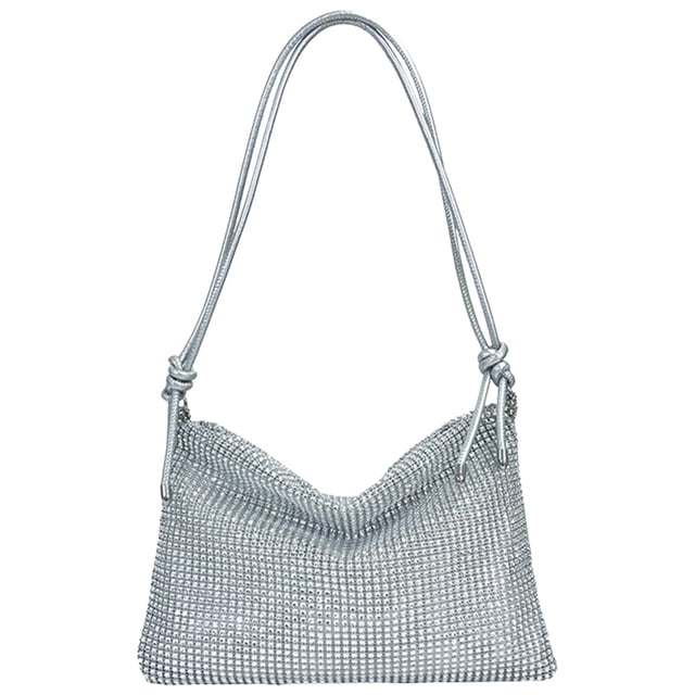 Bolso de hombro con diamantes para mujer elegante bolso de mano con cremallera bolso de noche