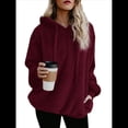 thumbnail image 1 of Sudadera con Capucha Extragrande para Mujer con Bolsillos, Sudadera de Forro Afelpado, Chaqueta A Cuadros, Abrigo. Vino Tinto XXXL, 1 of 6