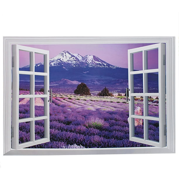 Unique Bargains Home Decor Fake Window Background Design Removable Wall