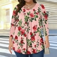 thumbnail image 4 of Xdegoge Plus Size Womens Clothes Plus Size Tops Oversized T Shirts Summer Boho T-Shirts Crew Neck 3/4 Sleeve Ladies Tops Summer Loose Fit Fashion Blouses Or, 4 of 7