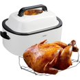 thumbnail image 1 of Electric Roaster, Roaster Oven 26 Quart with Self-Basting Lid, Turkey Roaster Oven with Removable Pan and Rack, Adjustable Temperature Control Powerful 1450W Stainless Steel Roaster Oven, White, 1 of 7