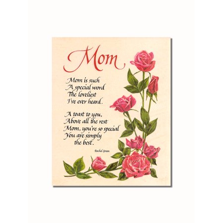 Mom You are Simply the Best Poem Roses Wall Picture 8x10 Art (Best Mum In The World Poem)
