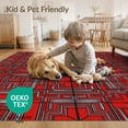 thumbnail image 4 of ODIKA 4'x6' Washable Area Rug Interlocking Squares Mosaic Long Grid Bold Geometric Abstract Refined Structured for Home Office, Under Desk, Non-Slip Chair-Friendly, Flatwoven, 4 of 7