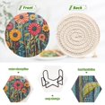 thumbnail image 4 of Yayeee 6 PCS Drink Coasters with Holder Set Woven Absorbent Round Tabletop Hot Pad, Orange Colorful Flowers, 4 of 7