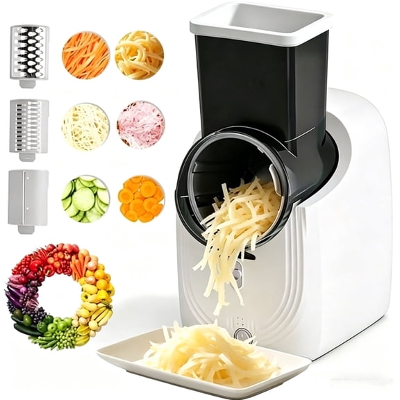 Electric Cheese Grater, Cordless Electric Vegetable Slicer with Three Drum Blades, Electric Graters for Kitchen, Automatic Multi Grater for Onion, Garlic, Carrot, Potato, Fruit