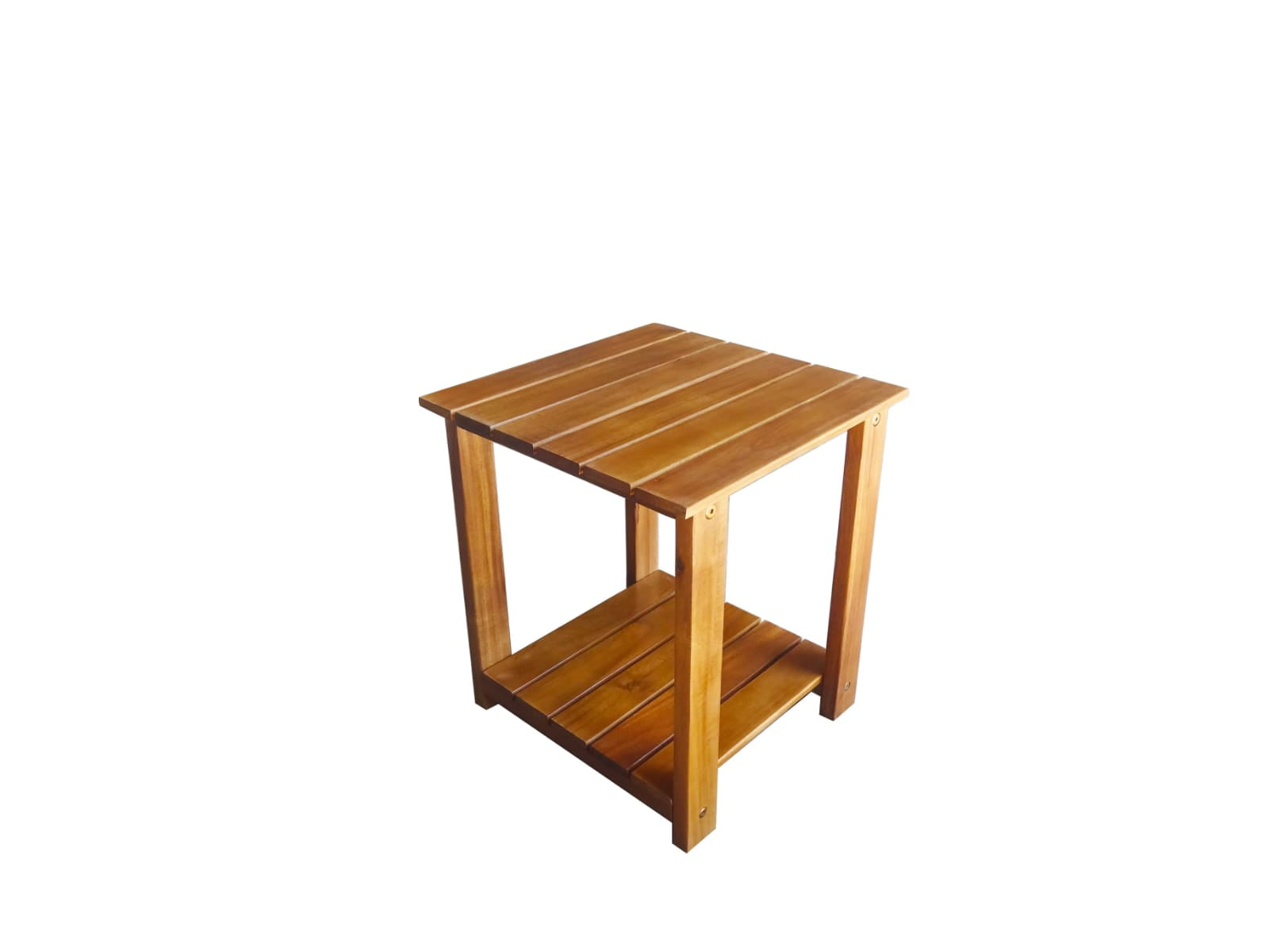 Patio Wise Square Acacia Wood Side Table, 2Tier Indoor/Outdoor Wooden