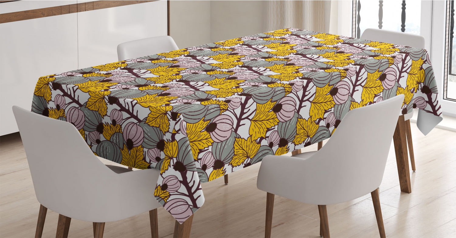 60 X 84 Earth Tones Meadow Leaf Branches Dandelion Flower Petals Pattern Ambesonne Botanical Tablecloth Rectangular Table Cover for Dining Room Kitchen Decor Pale Coffee Blue and Green
