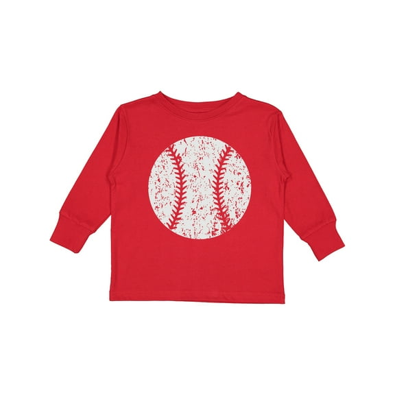 Inktastic Distressed Baseball in White Boys or Girls Long Sleeve Toddler T-Shirt