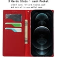 thumbnail image 5 of Wallet Case for iPhone 12 Mini with RFID Blocking Card Slots,Headset Winder,Flip Folio Magnetic Closure,Kickstand,Cash Pockets Wrist Strap Cover Case for iPhone 12 Mini 5.4",Red, 5 of 18