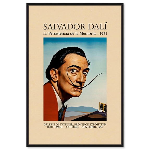 Salvador Dali Persistence Canvas Famous Art Prints by Art Remedy, Black Frame, 10 x 15