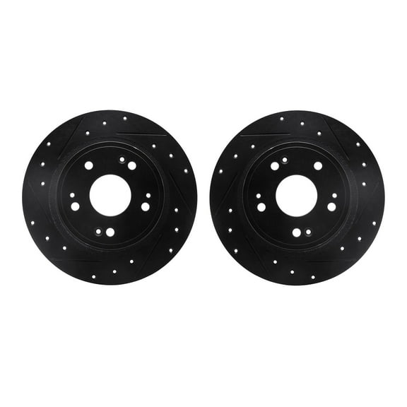 Dynamic Friction Company Rear Brake Rotors-Drilled and Slotted-Black 8002-59046