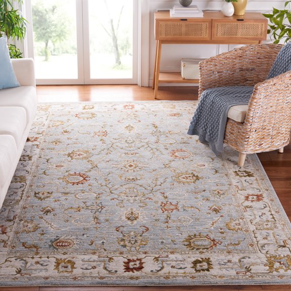 Safavieh Hamilton Niamh Oriental Polyester Area Rug, Blue/Gold, 5'3" x 7'6"