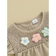 thumbnail image 6 of Miaouyo Toddler Baby Girl Summer Clothes Set 9 12 18 24 Months 2T 3T 4T Flower Smocked Fly Sleeve Tops Elastic Waist Shorts Outfit, 6 of 9