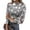 Gray, variant on Womens Christmas T Shirts 3/4 Sleeve Ladies Turtleneck Tops with Christmas Wreath and Bell Print Slim Fit Trendy Clothes Navy M