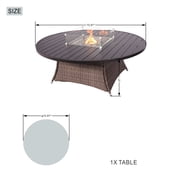 Direct Wicker 8-Seat Round Patio Fire Pit Dining Table (Table Only)