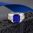 thumbnail image 4 of Blue Sapphire Ring for Men 925 Sterling Silver Sapphire Ring with Moissanite Engagement Sapphire Ring Jewelry Gift for Men Father Uncle, 4 of 5