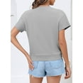 thumbnail image 5 of HOWCOME Short Sleeve Shirts for Women Summer Loose Fit Crew Neck Tops Trendy Clothes Fashion 2025 Grey, Medium, 5 of 6