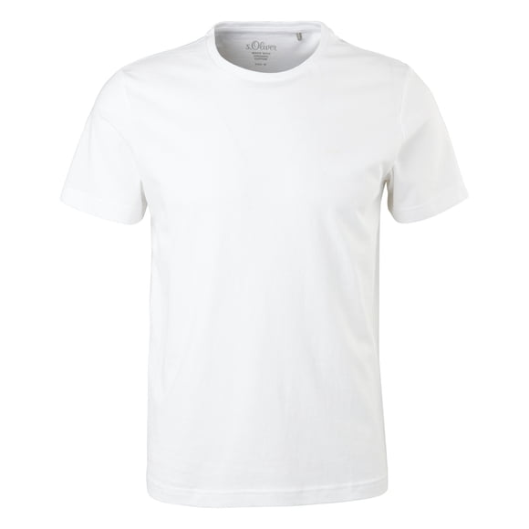 s.Oliver Camiseta para hombre: básica, cuello redondo, algodón, lisa Blanco 2XL (XX-Large)