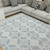 Transitional 5x8 Area Rug (5'3'' x 7'3'') Moroccan Blue, Cream Living Room Easy to Clean