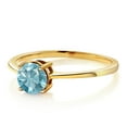 thumbnail image 5 of Gem Stone King 10K Yellow Gold Blue Zircon Solitaire Engagement Ring for Women (1.20 Cttw, Round 6MM, Gemstone Birthstone, Size 9.5), 5 of 5