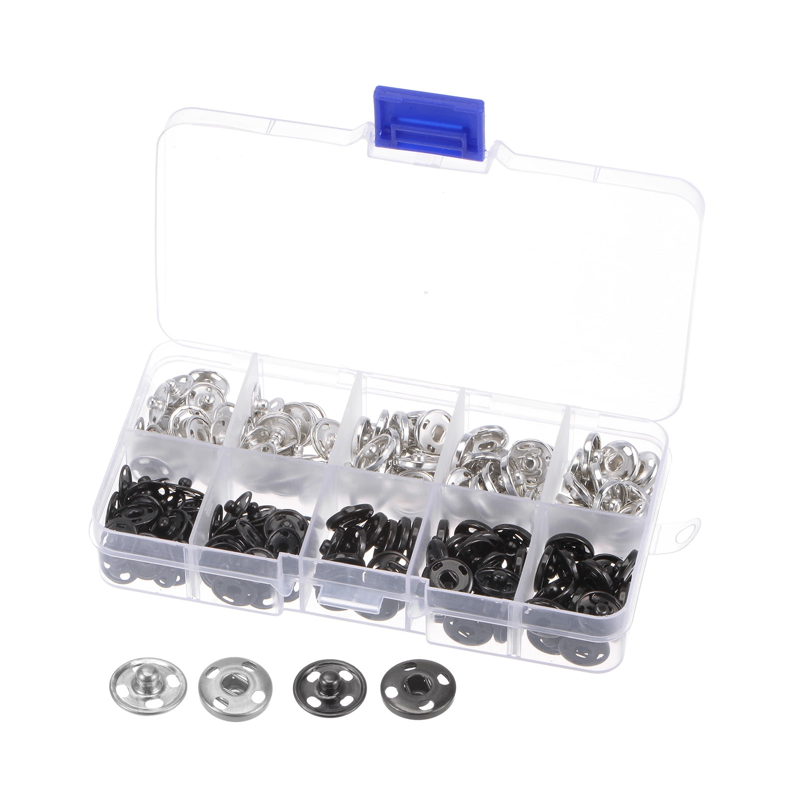 Sew on Snap Buttons 12mm Snap Fasteners for Sewing Black & White, 100