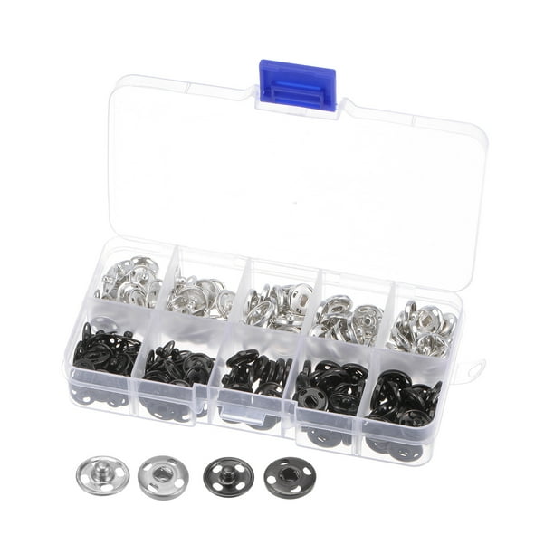 Botones de presión Unique Bargains 100 juegos 12mm Cobre Metal Blanco y negro