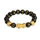 thumbnail image 1 of Pulsera pixiu de oro arena ágata negra natural con seis palabras de verdad, 1 of 5