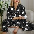 thumbnail image 6 of Haiem Crescent and Stars Pattern Women’s Long-sleeve Sleepwear,Sleepwear Set,2-piece Loungewear Set,Soft PJs Comfy Nightwear with Pockets-, 6 of 7