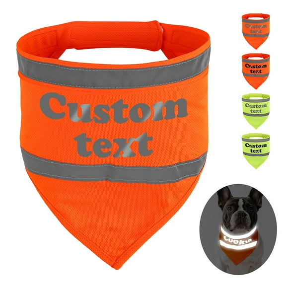 Pet Artist Personalized Dog Bandana Collar Safety Reflective High Vis Neckerchief Neck Scarf Custom Name