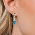 thumbnail image 3 of Gem Stone King 925 Silver and 10K Yellow Gold London Blue Topaz and White Moissanite Earrings for Women | 5.42 Cttw | Gemstone November Birthstone | Pear Shape 10X7MM, 3 of 6