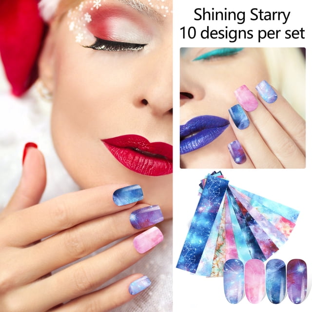 XWSHYW Pegatinas de Uñas 10 Unids/Set Kit de Pegatinas de Transferencia de Láminas para Uñas, Pegatinas para Decoración de Uñas, Láminas Adhesivas de Transferencia, Pegatinas Diy para Decoración de U