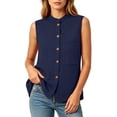 thumbnail image 5 of TGSLY Women's Linen Mandarin Collar Tank Tops Lightweight Soft Crew Neck Sleeveless Button Down Vest Relaxed Fit Dressy Casual Solid Color Shirts with Pocket XXXL, 5 of 7