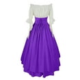 thumbnail image 3 of Oksale Medieval Dresses for Women Lace Up Puff Long Sleeve Dress Renaissance High Low Hem Dress Off the Shoulder Victorian Dresses with Button Dector Purple, 3 of 4