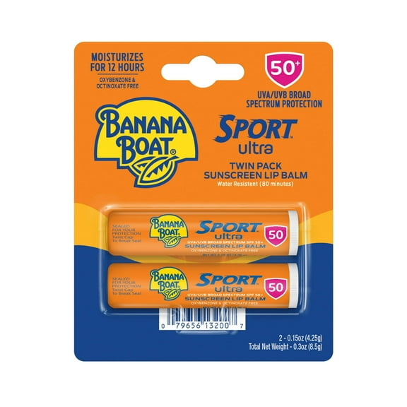 Bana Boat Sport Ultra Lip Balm Sunscreen Broad Spectrum SPF 50 Twin Pack, 0.3 oz
