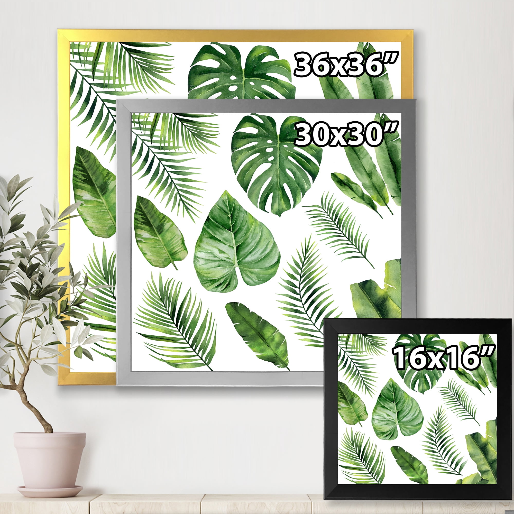Designart 'Close Up Of Tropical Leaf Of Monstera V' Farmhouse Framed Art Print