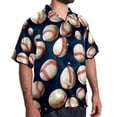 thumbnail image 2 of Baseball Men's Short Sleeve Spread Collar Beach Shirts Casual Printed Button Down Unisex Summer Tops, 2 of 6